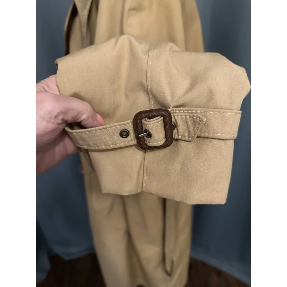 Vintage Men’s Large Trench Coat Double Breasted No Lining Size 42R - Picture 10 of 11